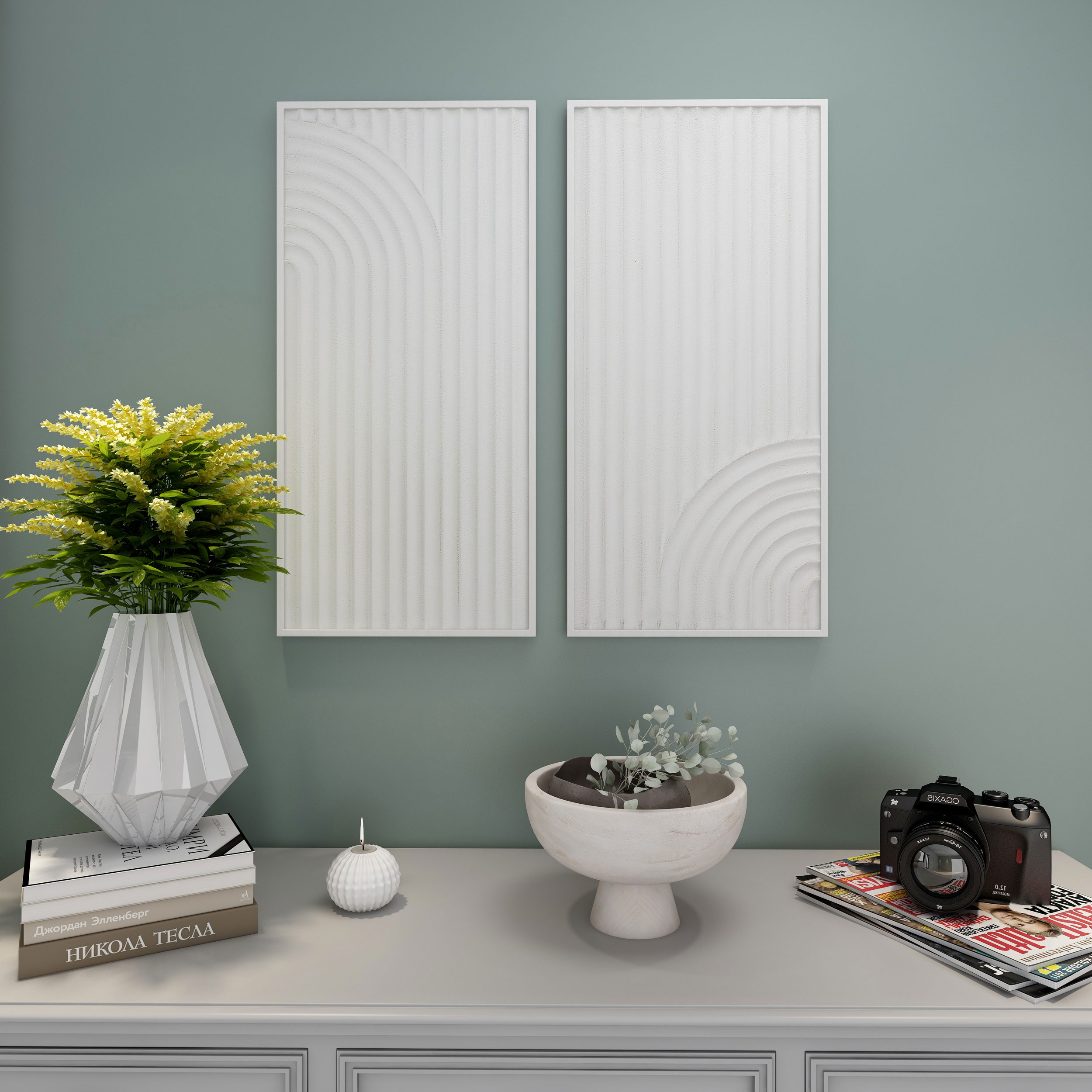 Sybil, Metal Wall Decor White, S2