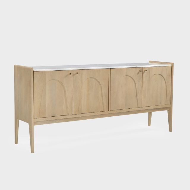 Arc 4 Door Sideboard, Natural with Marble Top