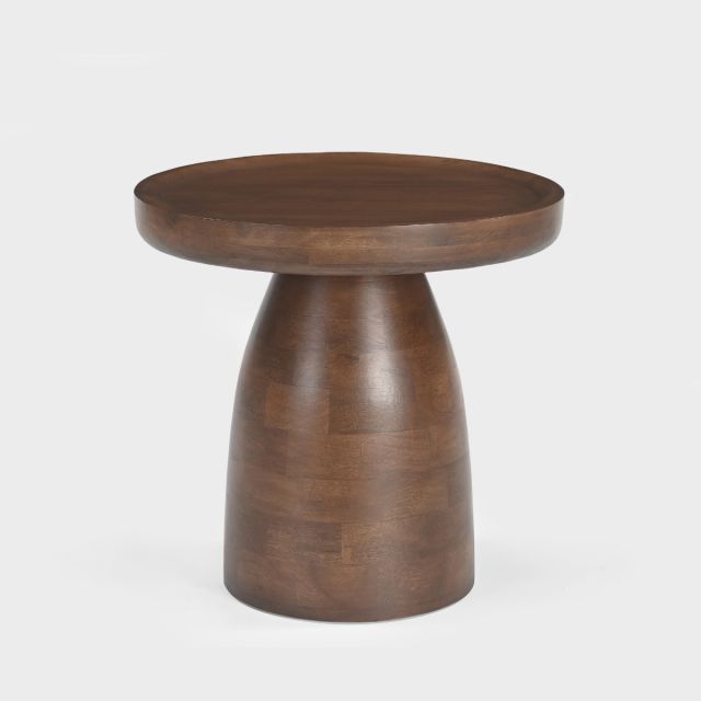 Kova Round Side Table, Dark Walnut