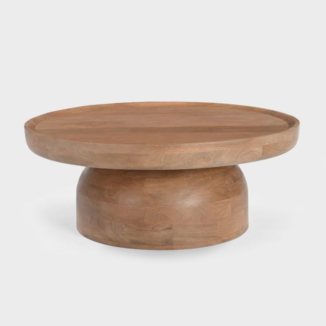 Kova Round Coffee Table, Light Walnut
