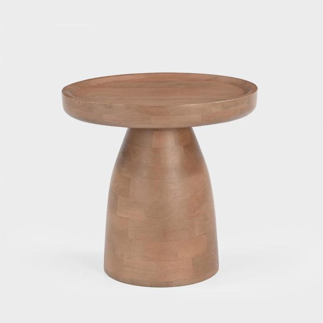 Kova Round Side Table, Light Walnut