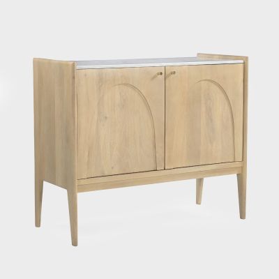 Arc 2 Door Cabinet, Natural with Marble Top