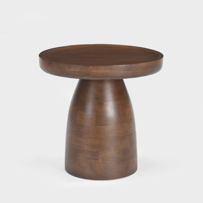 Kova Round Side Table, Dark Walnut