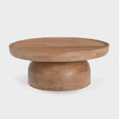 Kova Round Coffee Table, Light Walnut