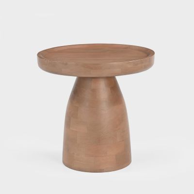 Kova Round Side Table, Light Walnut
